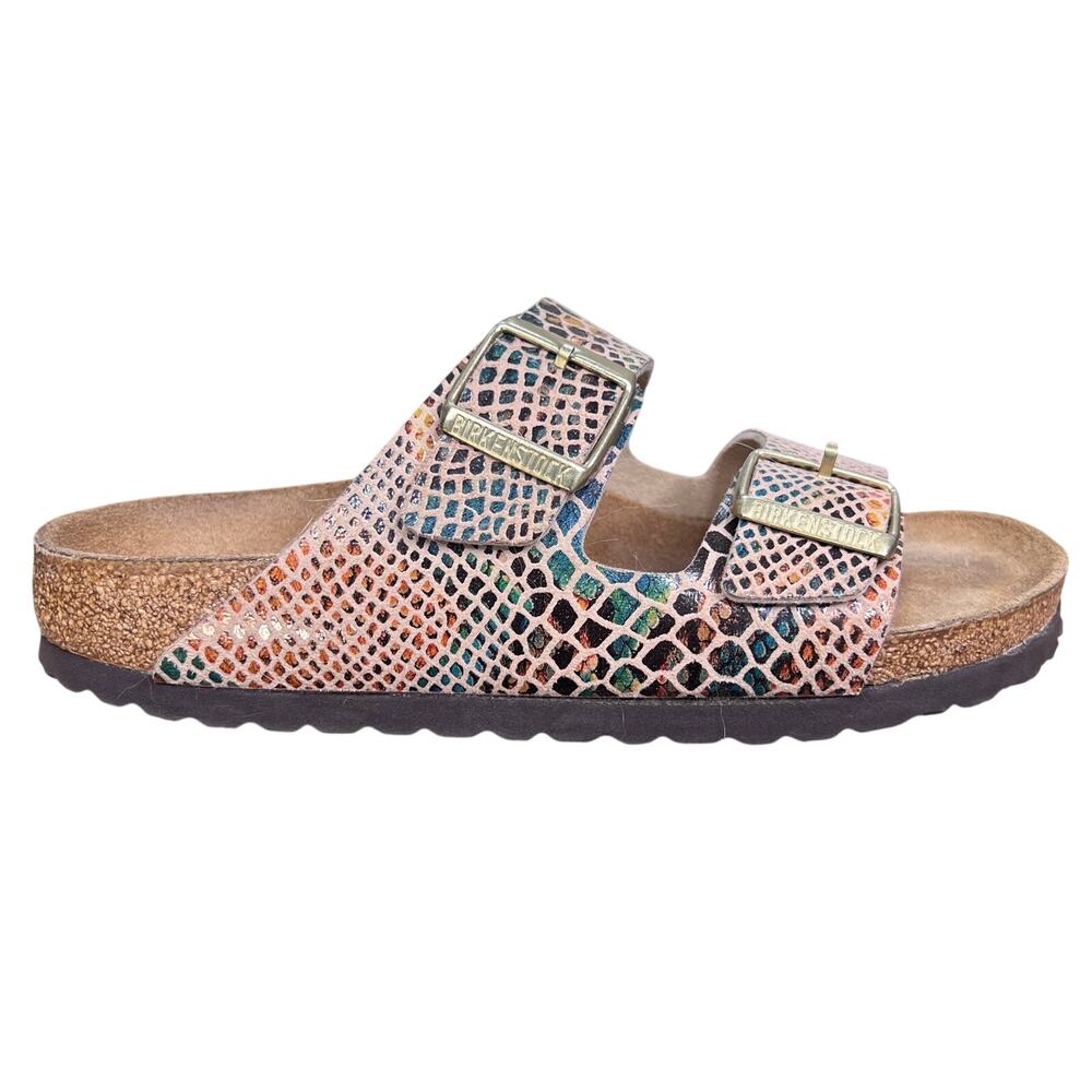 Birkenstock Arizona Multicolor Snake Embossed Sandals Size 38 M 5 W 7